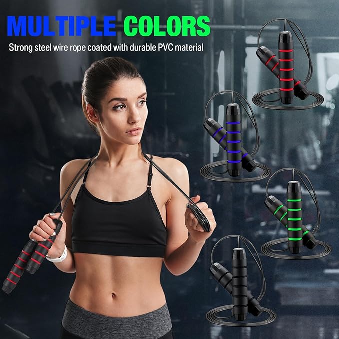 HyDren 24 Pieces Jump Ropes for Fitness with Ball Bearings Speed Jumping Bulk Adjustable Skipping Rope with Foam Handles for Men Women Kids Cardio Training