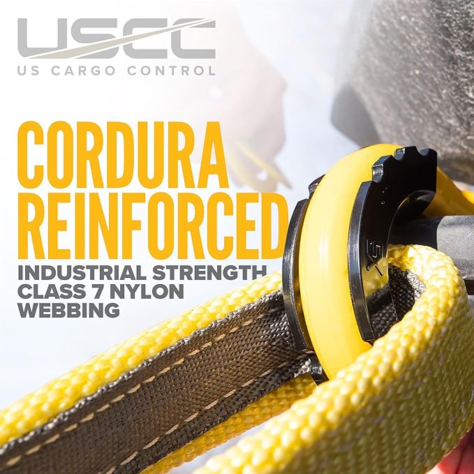 US Cargo Control Heavy Duty Tow Strap Recovery Kit - 3" x 20' Tow Strap Made in USA (24,000 LBS Break Strength), (2) 3/4" D Ring Shackles, Storage Bag - Tow Recovery Kit for Vehicle Recovery