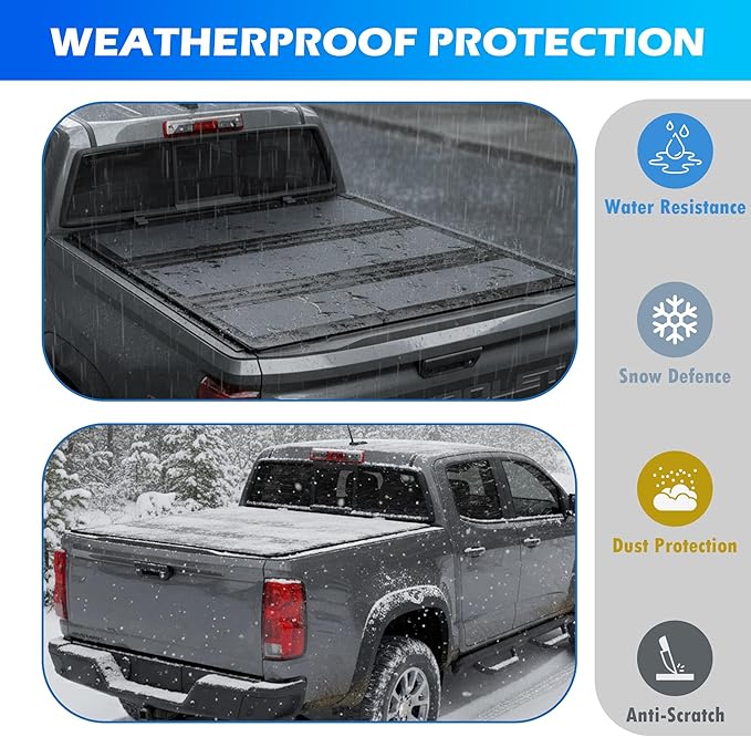 Low Profile Tri Fold Tonneau Cover Fits 2016-2023 Toyota Tacoma w/OE Track System 5'1" Bed (60.5")