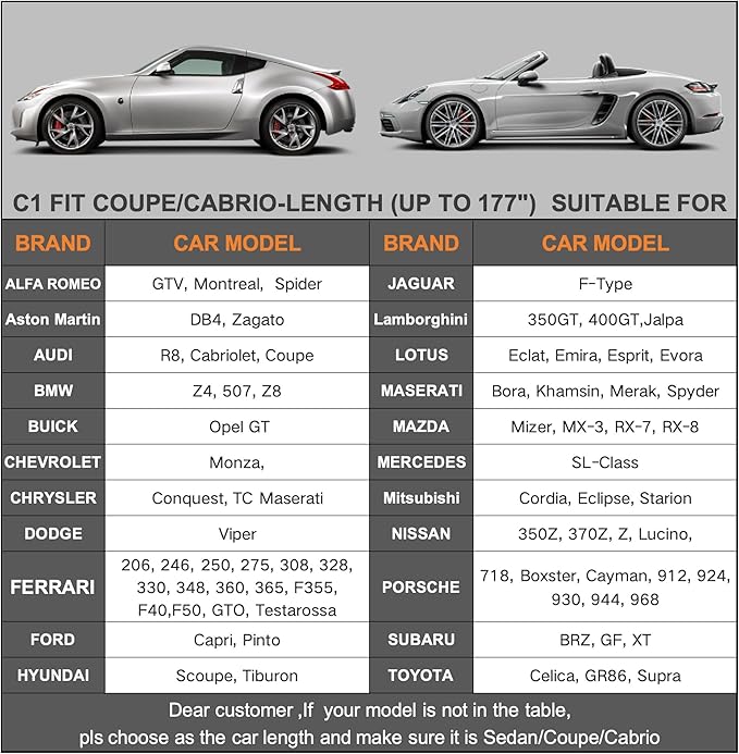 Kayme 6 Layers Car Cover Waterproof All Weather for Automobiles, Outdoor Full Cover Rain Sun UV Protection, Universal Fit for Nissan Versa/350Z/370Z, Porsche 718 Cayman, Dodge Viper (Up to 177 inch)