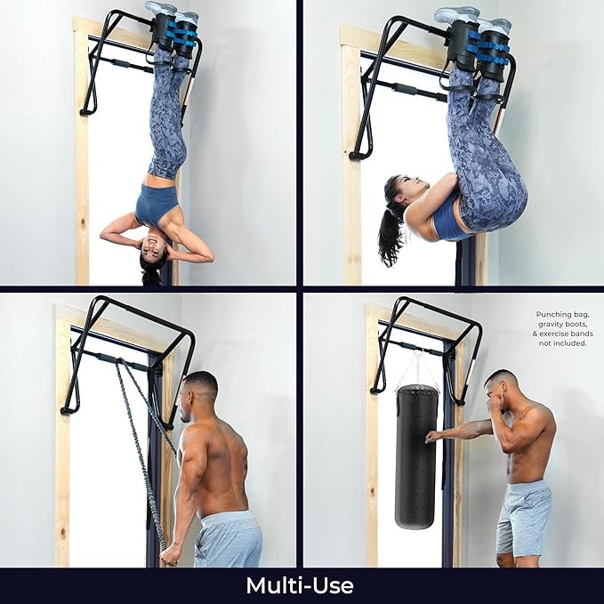 Teeter Dual-Bar Chin-Up Rack - Doorway Pull-Up Bar Home Gym for Strength Training, Inversion & Back Pain Relief; Durable Steel Adjusts for 28” – 36” Doorways