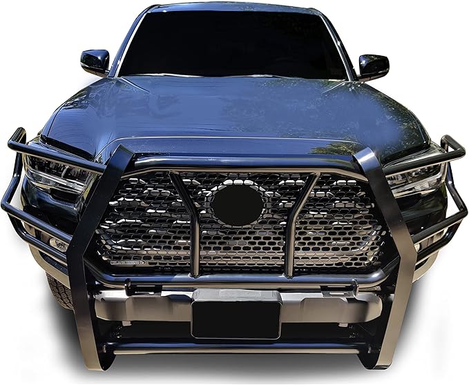 Black Horse RUGGED Heavy Duty Grille Brush Bumper Guard Modular Black Compatible with 2016-2023 Toyota Tacoma(Blocks Sensor)-RU-TOTA16-B