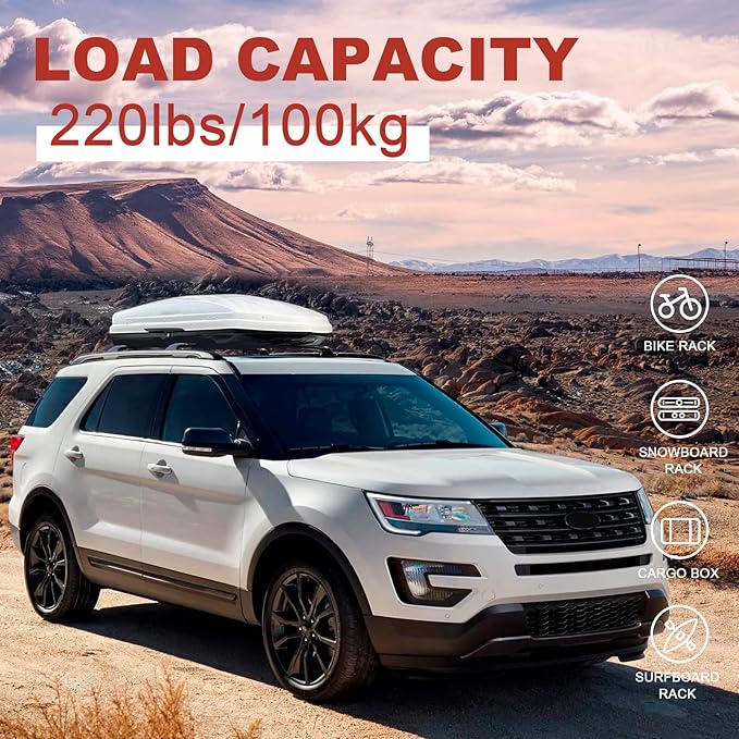 KINGGERI 220lbs Roof Racks Cross Bars fit for Ford Explorer 2016 2017 2018 2019 (Limited/XLT/Sport/Platinum), Heavy Duty Aluminum Roof Rails Crossbars Rooftop Cargo Basket Carrier Luggage Black