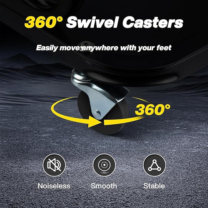 Mechanic Rolling Stool with Wheels, Car Creeper Seat with Large Tool Tray Storage for Auto Repair Shops, Garage Shop Stool on Wheels for Men, Padded Mechanic Chair, 250 LBS Capacity, Grey