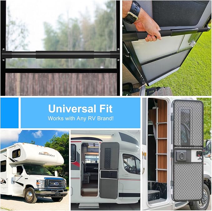 RV Screen Door Crossbar Handle Adjustable Anti-Slip Aluminum Grip Sturdy Safety Bar for Campers Travel Trailers Motorhomes