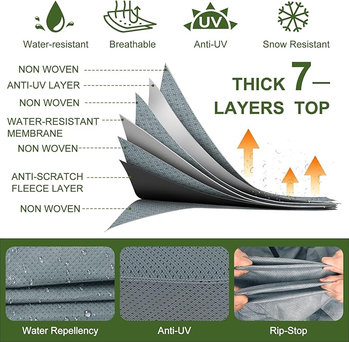 Mofeez Travel Trailer RV Cover, Extra-Thick Upgraded 7 Layers for Camper Cover 22'-24' Windproof Waterproof Rip-Stop RV Covers with Adhesive Repair Patches, 2Pcs Extra Straps & 4 Tire Covers