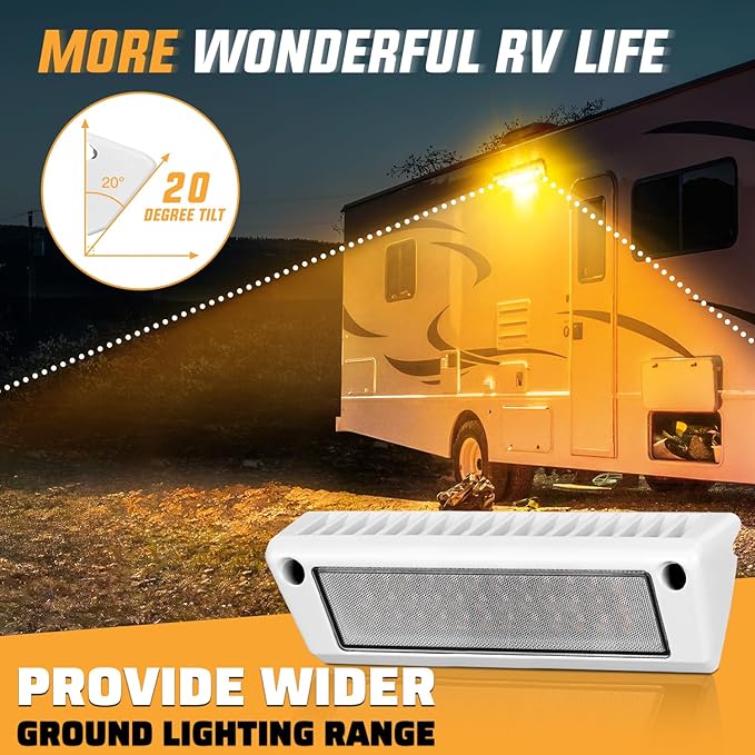 Nilight RV Exterior Light 2PCS 9 Inch Porch Lights Amber Beam 12V 24V LED Scene Cargo Lighting White Aluminum Housing for RVs Trailers Travel Campers 5th Wheels Motorhome SUV Truck