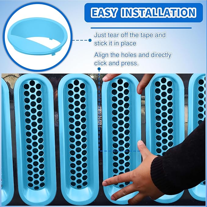 Nilight Grill Inserts fit for Jeep Wrangler Front Grille Mesh Inserts & Headlight Cover Set for JK JKU Unlimited Sports Sahara Freedom Rubicon 2007-2018 Clip-in Trim Exterior Accessories Blue 9 Pcs