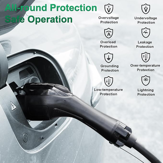 RUTU Ev Charger Level 2 J1772 Chargers, 48 Amp Level 2 Ev Charger Hardwired Up to 11.5Kw, Smart Electric Car Chargers with Flexible 25Ft Cable, 240v WiFi Enabled Electric Vehicle Charging Stations