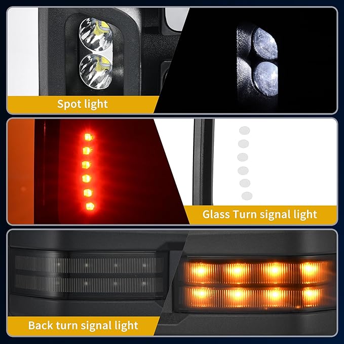 DWVO Towing Mirrors Compatible with Chevy Silverado Sierra 1500 2500, 1999 2000 2001 2002 2001-2002 GMC Yukon XL, Heated Power Adjusted Glass Turn Signal Light Backup Lamp Telescoping Chrome