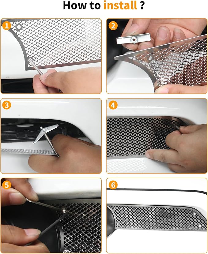 Hoolcar Front Grill Mesh Cover Center Grille Protector Insert Compatible with Toyota 4Runner 2010-2023, Exterior Accessories, Silver
