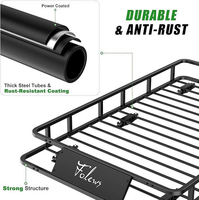 64 x 39 x 6 Inch Roof Rack Basket, Heavy Duty 300LB Universal Car Roof Rack Cargo Carrier Rooftop Cargo Basket Steel Luggage Holder for SUV, Truck & Pickup