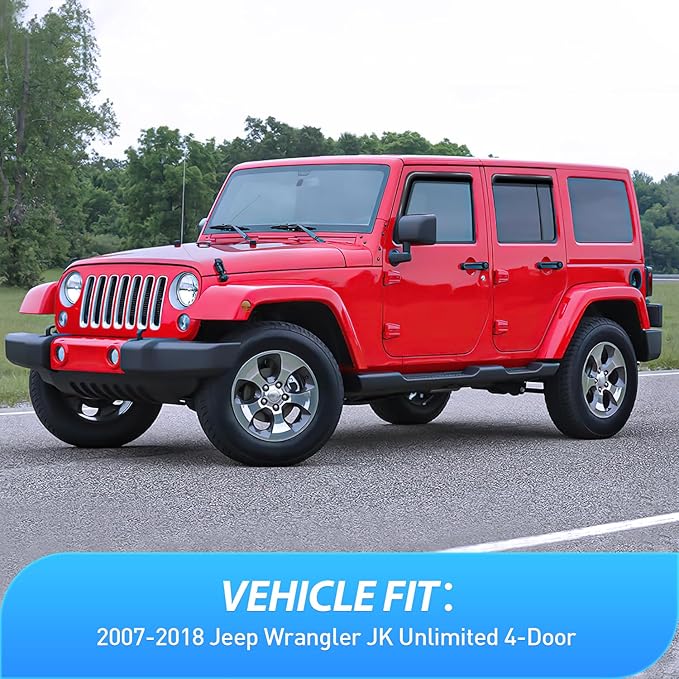 Nilight in Channel Rain Guards for Wrangler JK 2007 2008 2009 2010 2011 2012 2013 2014 2015 2016 2017 2018 Unlimited 4-Door Window Deflectors, Vent Window Visors