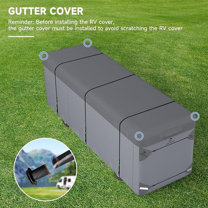 VINPATIO Class A RV Cover Extra Thick 7 Layers Top, Fits 31'-34' RV, Heavy Duty Windproof Waterproof Class A Motorhome Cover with 2 Extra Long Straps, Gutter Covers