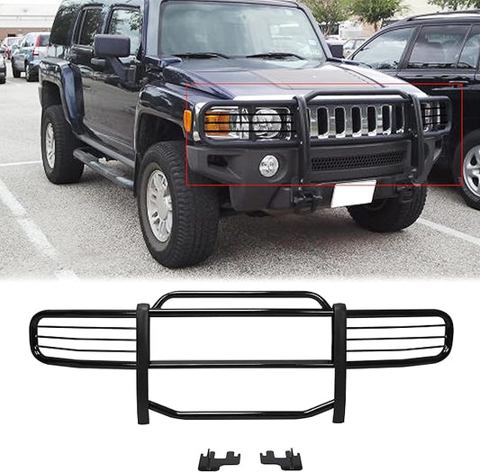 Grille Guard Front Bumper Compatible with 2006-2011 Hummer H3 H3T Bull Bar Front Bumper Grill Grille Guard Protector Brush Push Bar Black Steel Power Coated