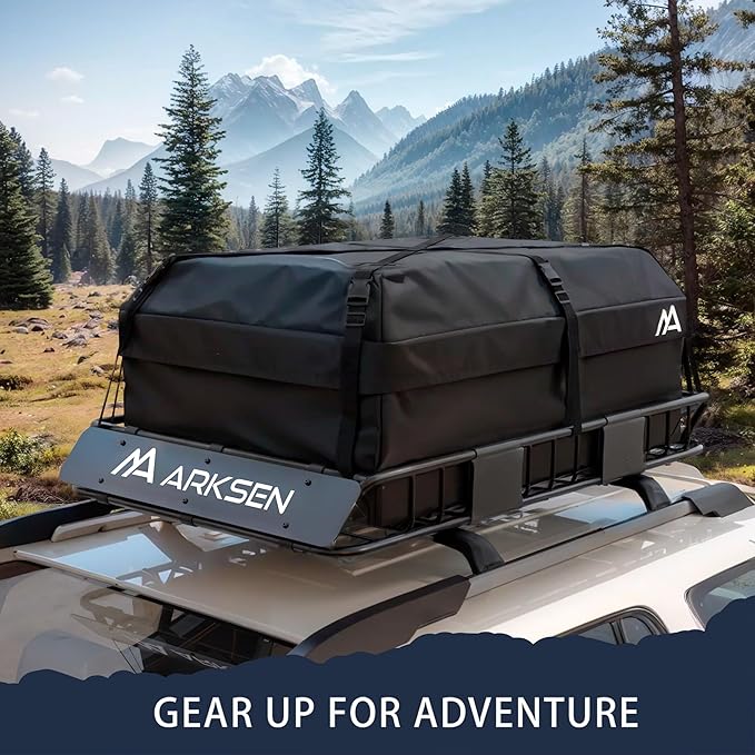 ARKSEN 54 x 34 x 6 Inch Universal Roof Rack with Extension, 150 LBS Heavy Duty Capacity Rooftop Cargo Basket for SUV, Truck, RV, Pickup