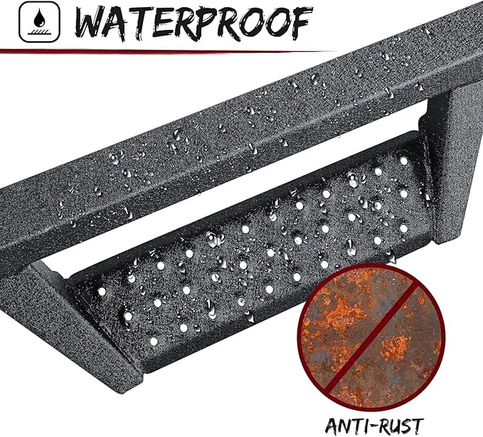 Drop Down Running Boards Compatible with 2024-2026 Toyota Tacoma Double Cab Crew Cab, Dual-Stage Textured Black Powder, 4 Inch Step Bars Side Step.