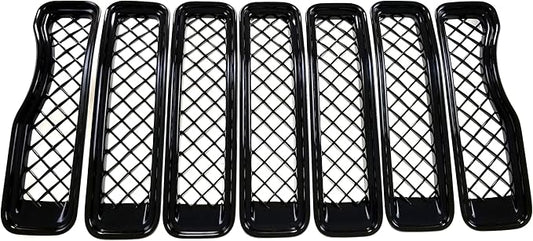 Gloss Black Chrome Delete Front Grille | Car Grille Cover | Grille Insert | Trim Overlay | Compatible with 2018-2023 Jeep Wrangler | ABS6495BLK