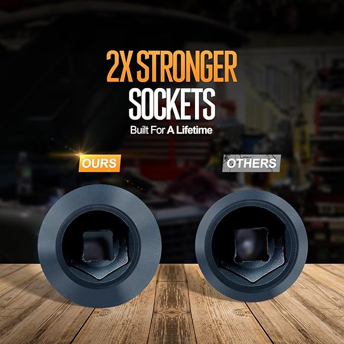 TIGHTSPOT 1/2 Inch Drive 11mm Shallow Impact Socket with Anti-Rounding 6 Point Design, Heat-Treated CRV Steel