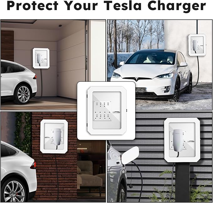 Charger Station Box Compatible with Tesla Gen 3 Wall Connector and ChargePoint EV Charger, Cable Organizer Holder Lock Cover Outdoor Rainproof, Snowproof, Dustproof, Theftproof, Rustproof