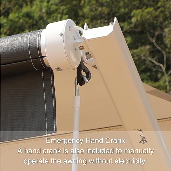 Awnlux White Motorized Modular Retractable RV Awning Full Set Assemblies for RV, 5th Wheel, Travel Trailers, Toy Haulers, and Motorhome - RV Trailer Awning for Home or Camper - 13x8 Ft - Burgundy Fade