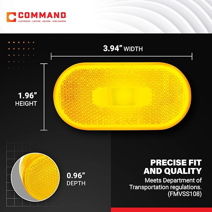 Command Electronics 12V Incandescent Surface Mount Clearance Light – Modern OEM RV, Truck, & Trailer Side Marker – Sealed Polycarbonate Lens – CSA Certified for the US and Canada – Amber – 2-Pack