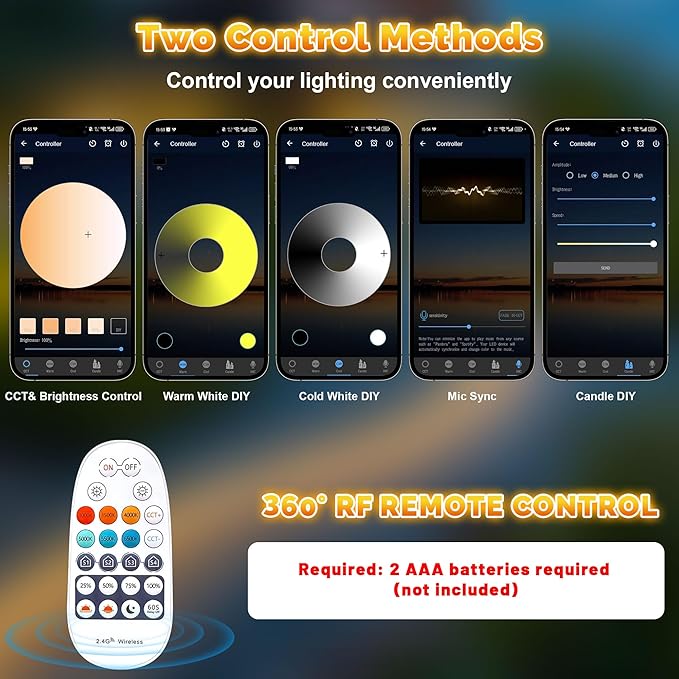 100FT Outdoor LED Strip Lights Waterproof IP67, Dimmable 3000K-6500K Warm White LED Rope Lights Outdoor Waterproof with Remote & APP, 24v Adhesive Exterior Lighting for Patio, Deck, Gazebo