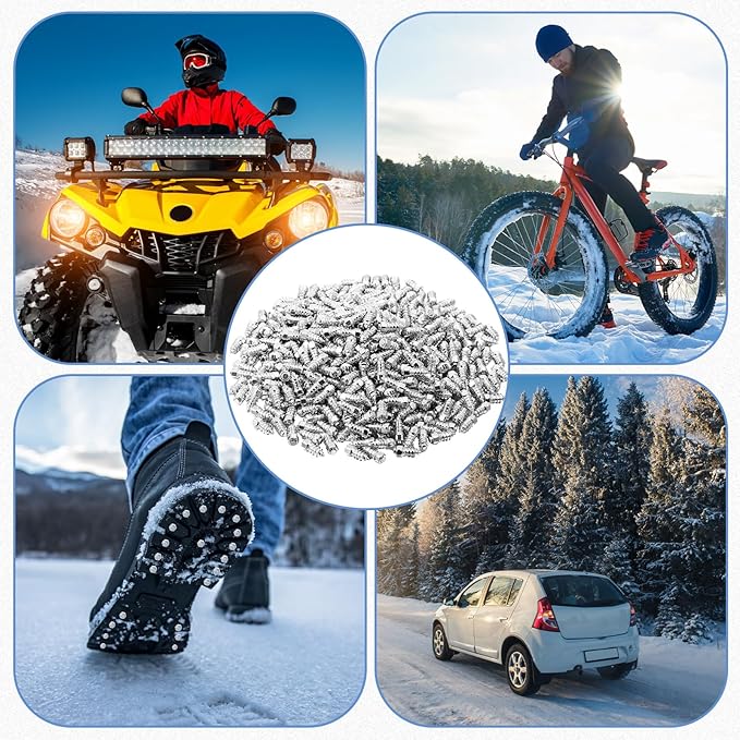 500pcs 6x15mm Carbide Screw Tire Studs Anti Slip Snow Tire Studs Wheel Tyre Anti Ice Snow Spikes for SUV/tractor/ATV/UTV/motorcycle, with Installation Tool