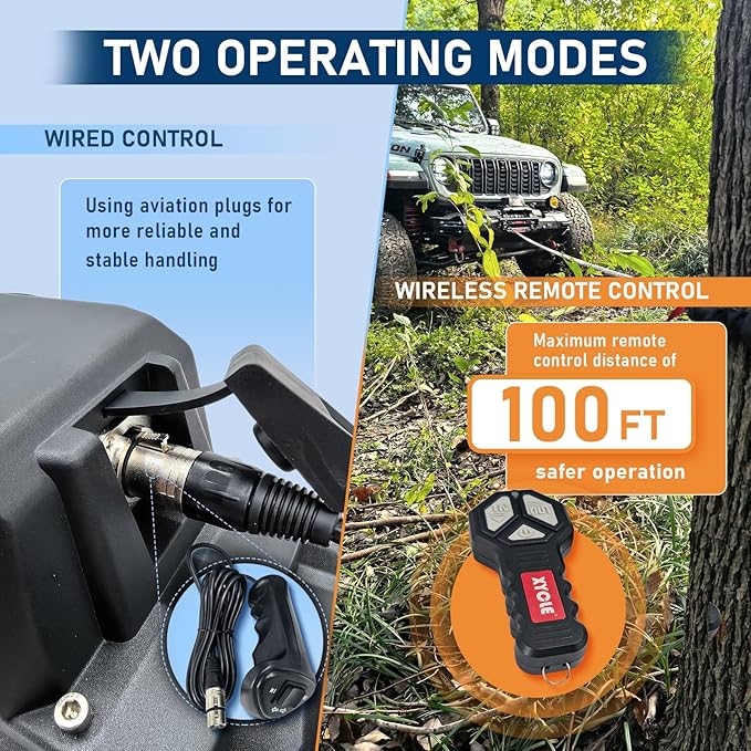 XYCLE18500lbs12V Electric Winch IP68waterproofOff-Road Vehicle Rescue winchs with2wireless Remote Controls and Synthetic Rope Suitable for Towing SUVs,Loggers,Trucks,Trailers,Jeeps,4WD (Dark-Gray)