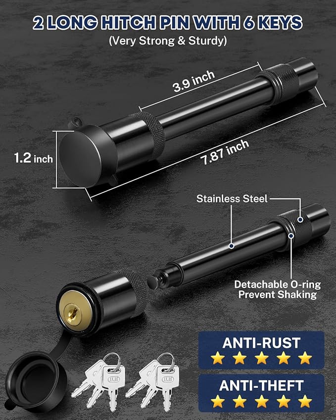 Kohree Adjustable Trailer Hitch with 3 Replaceable Balls for 2" & 2.5" Receiver, 6" Drop/Rise, 12,500 lbs GTW Heavy Duty Aluminum Hitch Kit with Lock, Fits Trucks, SUVs, RVs, Class III & IV Vehicles