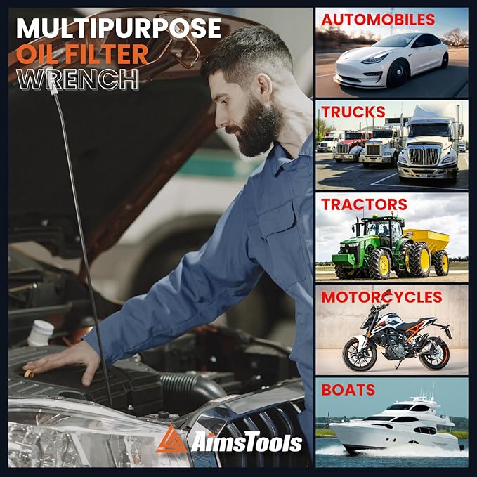 Oil Filter Wrench Tool with Three-Position Design for Cars & Motorcycles Multi-Purpose Removal Tool from 3-1/16 inch to 3-3/4 inch(78mm to 95mm), compatible with most models