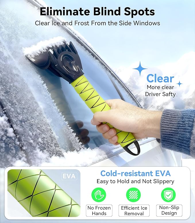 Nmoiss-3-in-1 Windshield Snow Cover for Ice & Snow Frost — 600D Heavy Cover & Ice Scraper Complete Winter Protection with 360° Windproof Design and Multi-Layer Winter Car Kit for Cars, Trucks, SUVs
