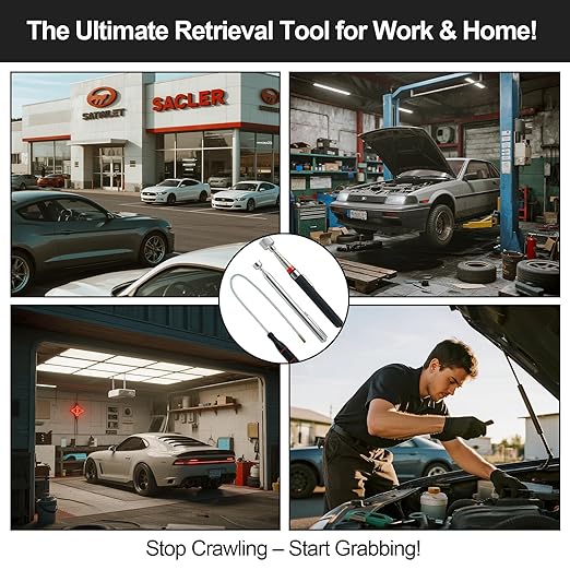 3-Pack Magnetic Pickup Tools 15 & 3.5 LB Retrieving Telescoping Retrievers and Bendable Spring Magnet Stick Ideal for Mechanics, DIY, Car, Workshop, Home Use