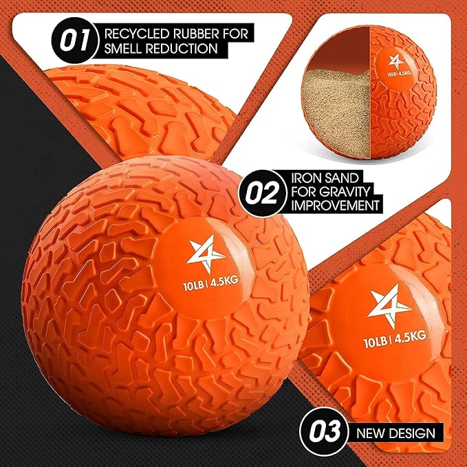 Yes4All Slam Balls, 10-40lb Weighted Ball Weight, Durable PVC Sand Filled Workout Dynamic Slam Ball for Core Strengthen