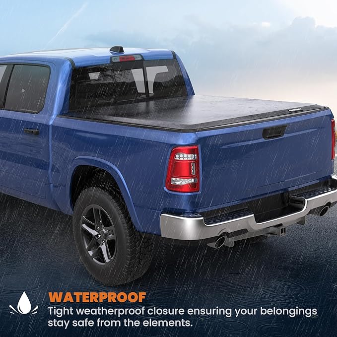 Roll-Up Soft Vinyl Truck Bed Tonneau Cover Fleetside Compatible with 2003-2024 Ram 2500 3500(No Ram Box) On Top (6.4 FT Feed Bed)