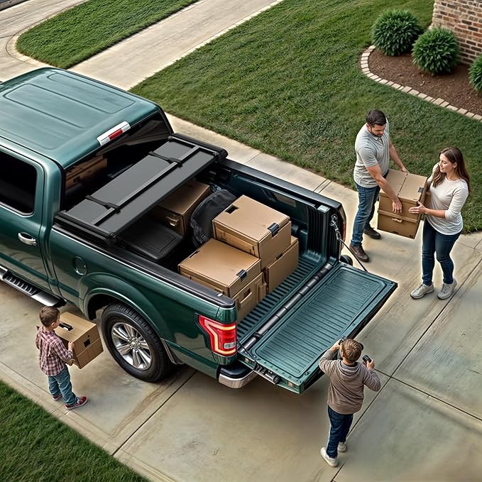 Soft Tri-fold Tonneau Cover Fit for Toyota Tacoma 2016-2023 with Track Rail System(Excl. Trail), Fleetside 5 Ft Bed