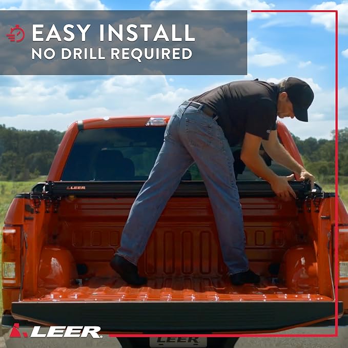 LEER HF650M Quad-Folding Truck Bed Tonneau Cover, Fits Nissan Frontier, Years 2022-2026, 6' Truck Bed, Black