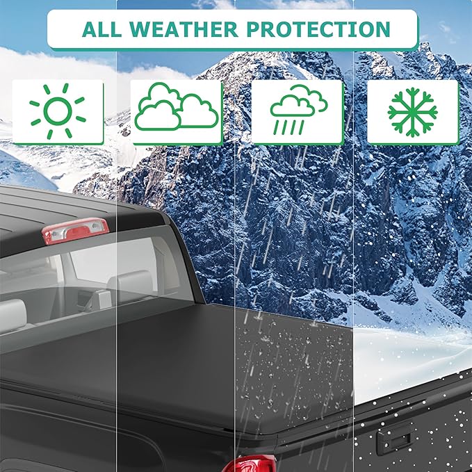 Soft Tri-fold Truck Bed Tonneau Cover Compatible with 2007-2025 Chevy Silverado 1500 Accessories, Gmc Sierra 1500 Accessories for 5.8FT