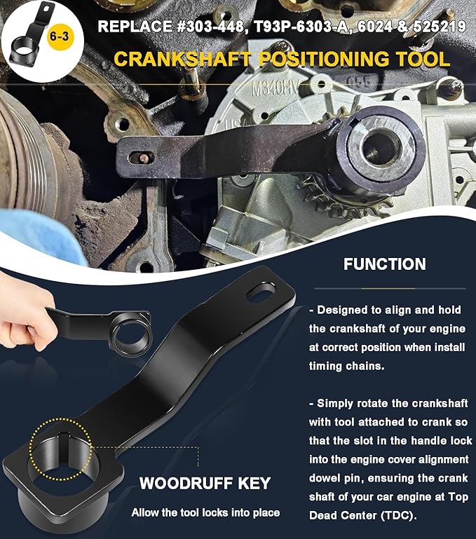 Timing Belt Tools Kit For Ford 4.6L 5.4L 6.8L 3V Engines, Valve Spring Compressor Tool Kit, Cam Phaser Holding Tool, Timing Chain Wedge Tool, Crankshaft Positioning Holder and Cam Phaser Mounting Bolt