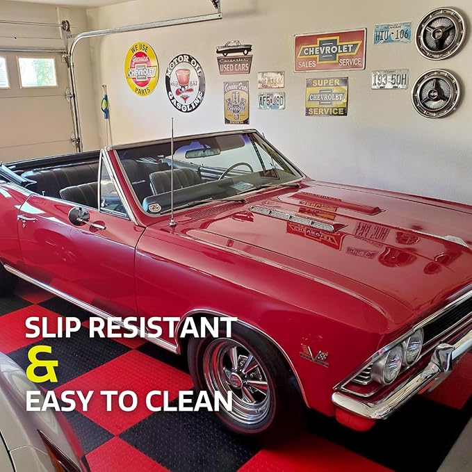 Big Floors GarageDeck Coin Pattern, Durable Copolymer Interlocking Modular Non-Slip Garage Flooring Tile (Graphite, 24 Pack of 12 x 12" Tiles)