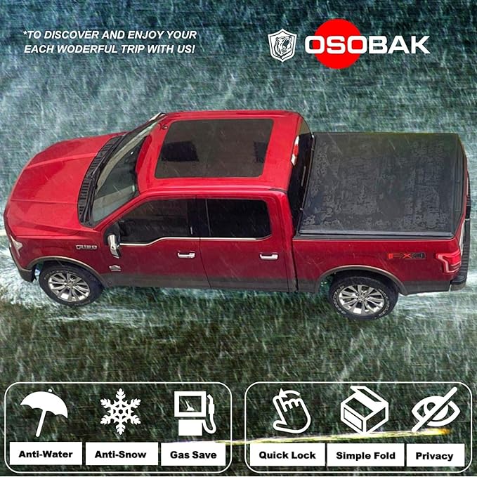 Soft Quad Fold 8' Truck Bed Cover Compatible for 1987-1999 Dodge Dakota Vinyl Long Bed Tonneau Cover | Fleetside