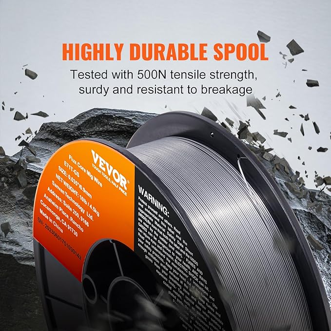 VEVOR Flux Core Welding Wire, E71T-GS 0.035-inch 10LBS, Gasless Mild Steel MIG Welding Wire with Low Splatter for All Position Arc Welding and Outdoor Use