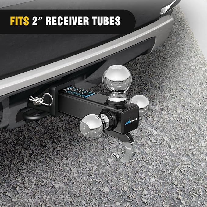 Nilight Shackle Hitch Receiver 2Inch 45000 LBs Breaking Strength 3/4" D Ring w/Trailer Pin Heavy Duty Solid Recovery Towing Kit for Trucks Jeeps Off Road