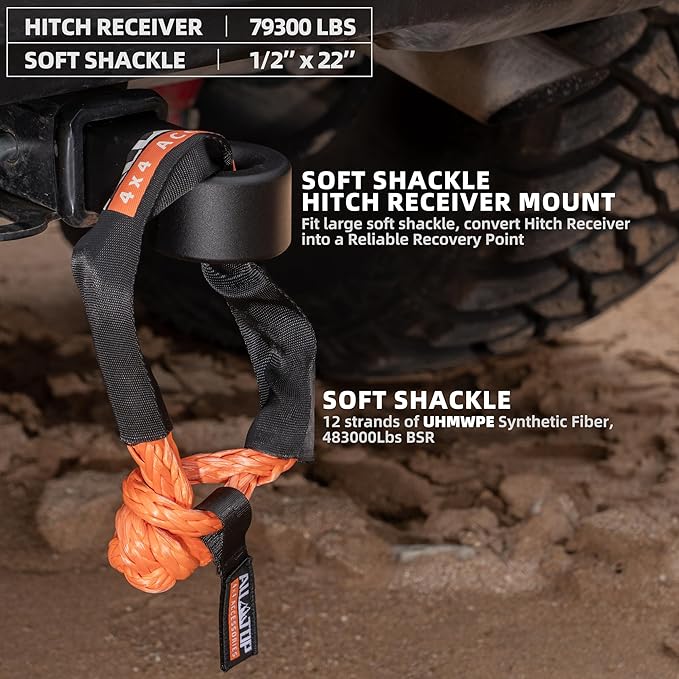 ALL-TOP Recovery Pack Pro 11in1: Water-Resist Offroad Gear Bag with Recovery Strap Kit(3), Damper, 2 Soft Shackles, SS Hitch Mount, Recovery Ring, Deflator & Gloves