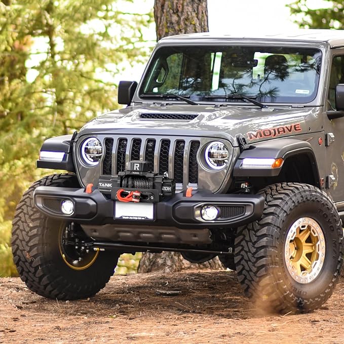 RUGCEL WINCH 20000lb 24V Extreme Duty Truck Winch, Waterproof Electric Synthetic Rope, Black Rope, for Truck,Van, 2 in 1 Wireless Remote Control, Tank Series.