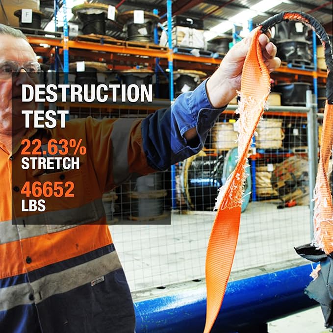 ALL-TOP Extreme Duty Tow Strap Recovery Kit: 4inch x 30ft (46,500lbs) 100% Nylon and 22% Elongation Snatch Strap + 3/4 Heavy Duty D Ring Shackles (2pcs) + Storage Bag