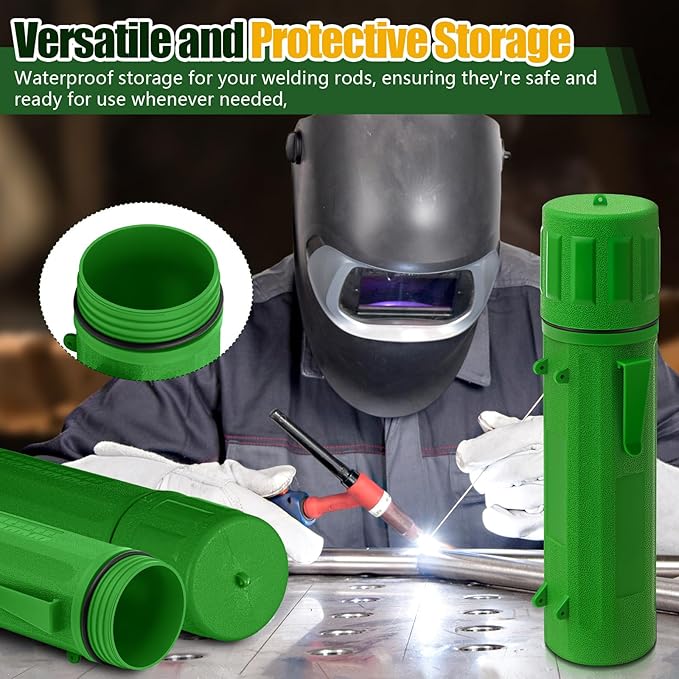 Zonon 4 Pcs Electrode Rod Storage Tube 14 Inch Airproof and Waterproof Welding Rod Holder for Canister(Green)