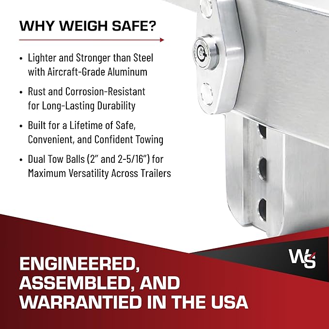 Weigh Safe Adjustable Trailer Hitch Ball Mount - 4" Adjustable Drop Hitch for 2.5" Receiver - Premium Heavy Duty Aluminum Trailer Tow Hitch w/Chrome Plated Tow Balls (2" & 2 5/16") - 18,500 GTW