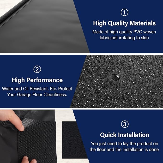 Garage Car Mat, 7'9" x 18' Non-Slip Garage Floor Mat, Heavy Duty Waterproof Containment Mat for Snow Ice Water and Mud