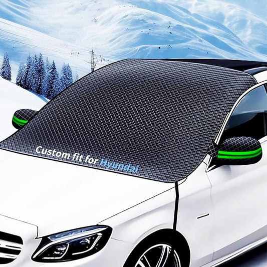 Custom fit for Windshield Snow Covers, 8 Layers WAaterproof Windproof Protection, Frost Defense, Ice, Snow, Sun, Designed for Accessories (for i20)